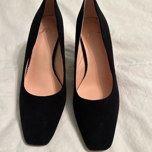J Crew Black Suede Block Heels 6.5
